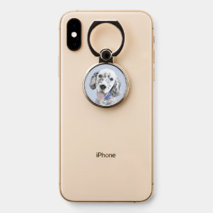 English Setter Blue Belton Painting Dog Art Phone Ring Stand