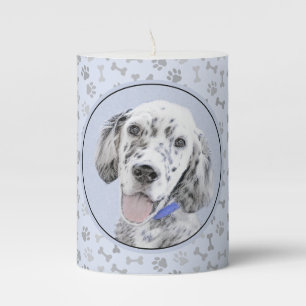 English Setter Blue Belton Painting Dog Art Pillar Candle