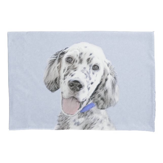English Setter Blue Belton Painting Dog Art Pillow Case (Front)