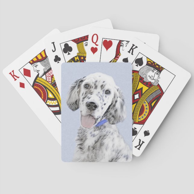 English Setter Blue Belton Painting Dog Art Poker Cards (Back)