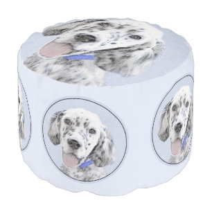 English Setter Blue Belton Painting Dog Art Pouf