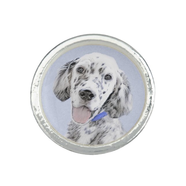 English Setter Blue Belton Painting Dog Art Ring (Front)