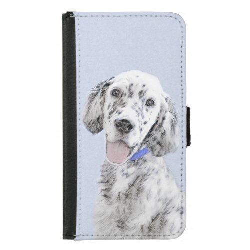 English Setter Blue Belton Painting Dog Art Samsung Galaxy S5 Wallet Case