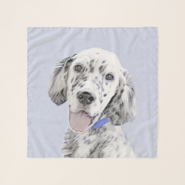 English Setter Blue Belton Painting Dog Art Scarf (Front (Horizontal))