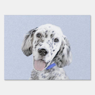 English Setter Blue Belton Painting Dog Art Sign