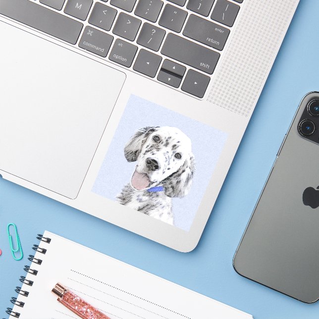 English Setter Blue Belton Painting Dog Art Sticker (Laptop w/ iPhone)