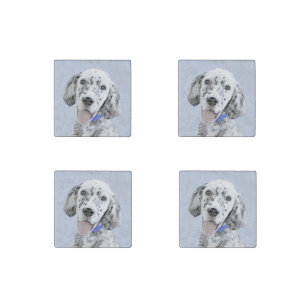 English Setter Blue Belton Painting Dog Art Stone Magnet