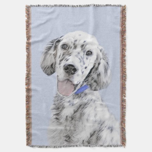 English Setter Blue Belton Painting Dog Art Throw Blanket