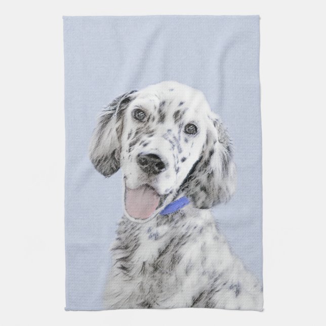 English Setter Blue Belton Painting Dog Art Towel (Vertical)