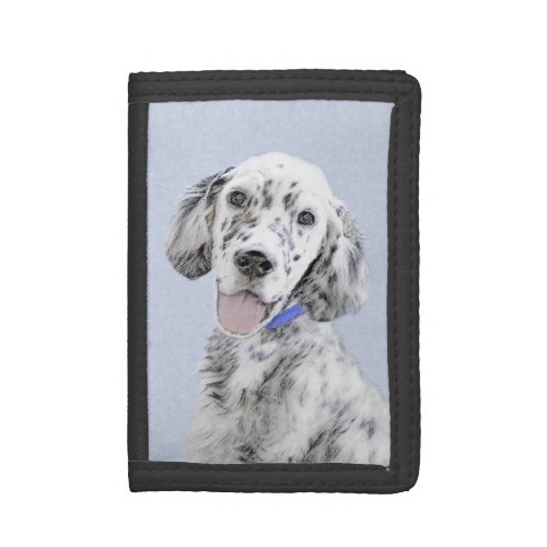 English Setter Blue Belton Painting Dog Art Trifold Wallet