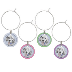 English Setter Blue Belton Painting Dog Art Wine Charm
