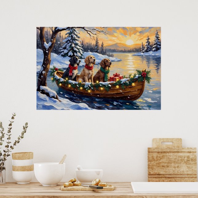 English Setter Christmas Boat Holiday Poster (Kitchen)