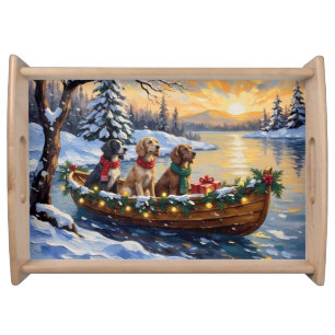 English Setter Christmas Boat Holiday Serving Tray