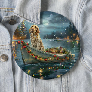 English Setter Christmas Festive Voyage Button