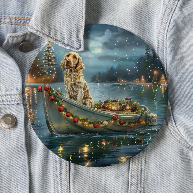 English Setter Christmas Festive Voyage  Button (In Situ)