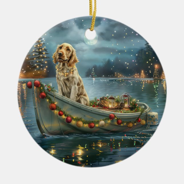 English Setter Christmas Festive Voyage  Ceramic Ornament (Front)