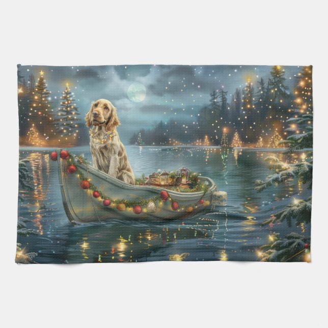 English Setter Christmas Festive Voyage  Kitchen Towel (Horizontal)