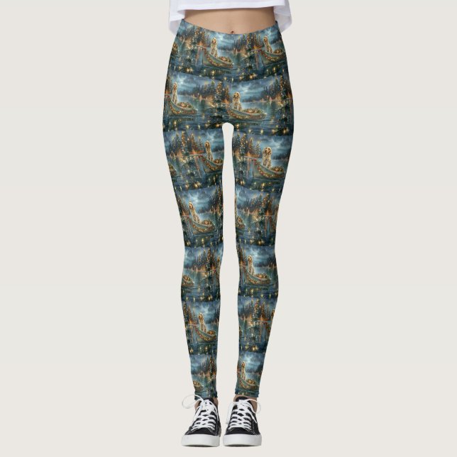 English Setter Christmas Festive Voyage  Leggings (Front)