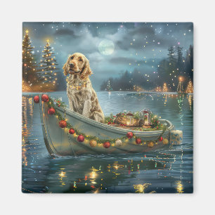 English Setter Christmas Festive Voyage  Magnet