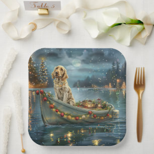 English Setter Christmas Festive Voyage Paper Plates