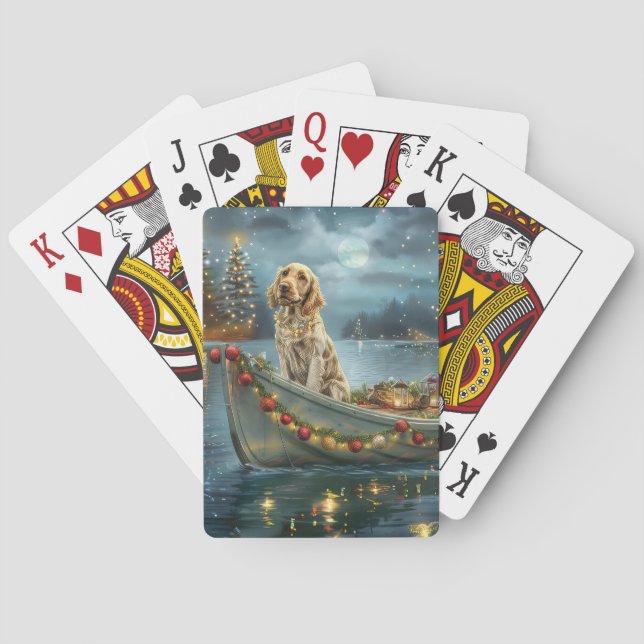 English Setter Christmas Festive Voyage  Poker Cards (Back)