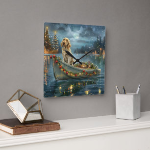 English Setter Christmas Festive Voyage Square Wall Clock