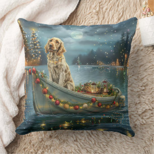 English Setter Christmas Festive Voyage  Throw Pillow
