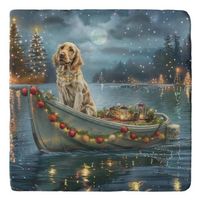 English Setter Christmas Festive Voyage  Trivet (Front)