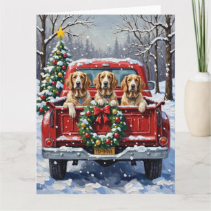 English Setter Christmas Red Truck Holiday Card