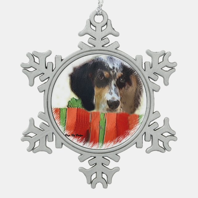 English Setter Christmas Snowflake Pewter Christmas Ornament (Front)