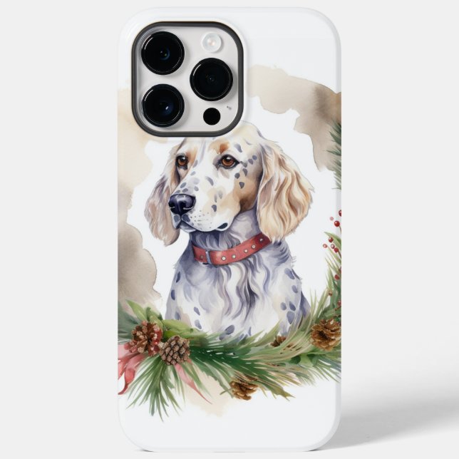 English Setter Christmas Wreath Festive Pup Case-Mate iPhone Case (Back)