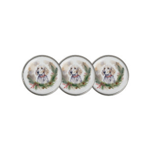 English Setter Christmas Wreath Festive Pup Golf Ball Marker