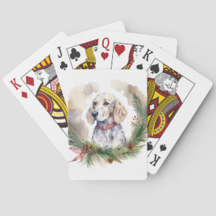 English Setter Christmas Wreath Festive Pup Poker Cards