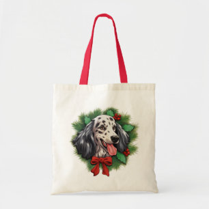 English Setter Christmas wreath Tote Bag