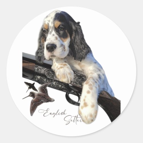 English Setter cute puppy    Classic Round Sticker