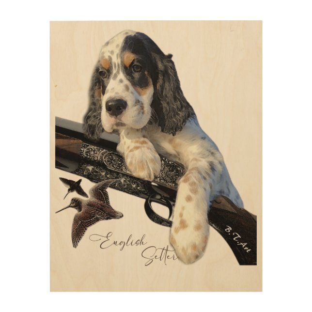English Setter, cute puppy  Wood Wall Art (Front)