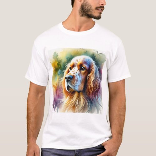 English Setter Dog 210624AREF123 _ Watercolor T_Shirt