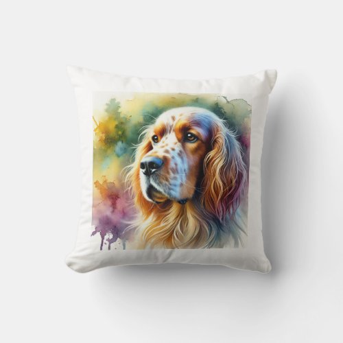 English Setter Dog 210624AREF123 _ Watercolor Throw Pillow