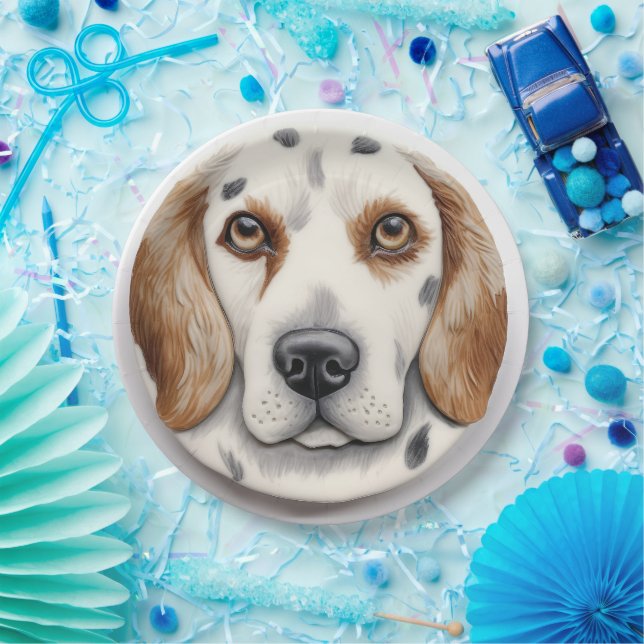 English Setter Dog 3D Inspired Paper Plates (Party)