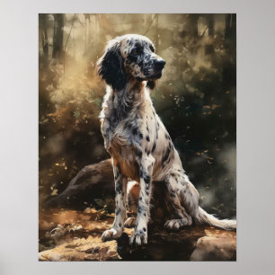 English Setter Dog Art Print Poster