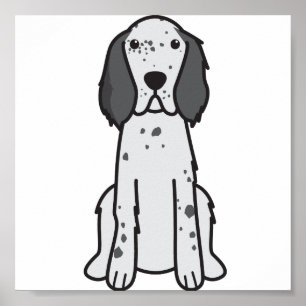 English Setter Dog Cartoon Poster