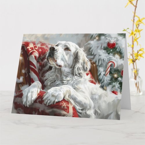 English Setter Dog Christmas Festive Card