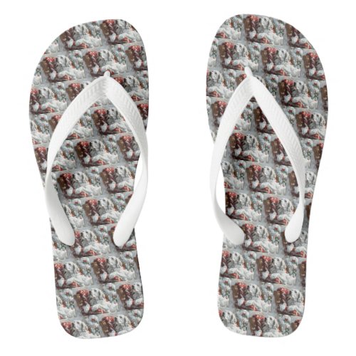 English Setter Dog Christmas Festive Flip Flops