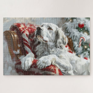 English Setter Dog Christmas Festive Jigsaw Puzzle