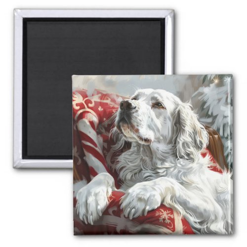 English Setter Dog Christmas Festive Magnet