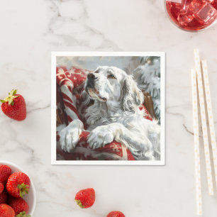 English Setter Dog Christmas Festive Napkins