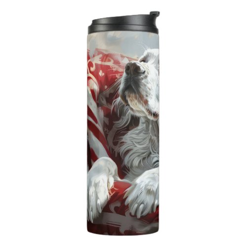 English Setter Dog Christmas Festive Thermal Tumbler