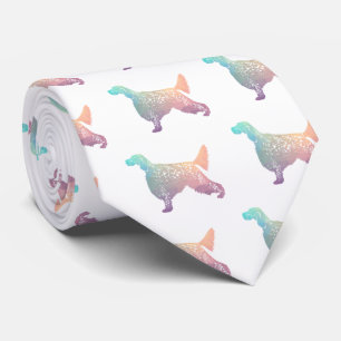 English Setter Dog Geometric Silhouette - Pastel Neck Tie