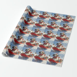 English Setter Dog in Sledge Let it Snow Christmas Wrapping Paper