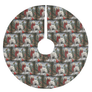 English Setter Dog in Snow Christmas Brushed Polyester Tree Skirt